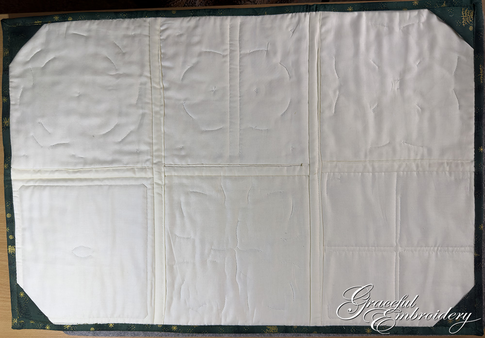 the back of the machine embroidered quilt