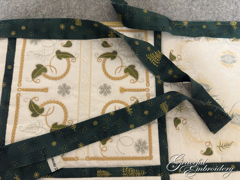 getting ready to join each end of the quilt binding