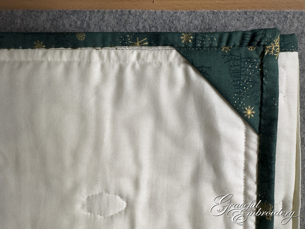 missed areas on finishing the binding with machine stitching